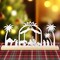 Nativity Set Scene Indoor Christmas Decorations White Nativity Sets with Wooden Base Nativity Scenes Christmas Decorations Little People Nativity Set Desktop Decor